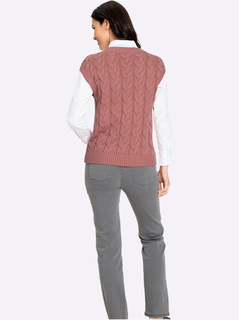Débardeur En Tricot 50% Coton - Taille Standard - Witt Bois de rose - Kiabi