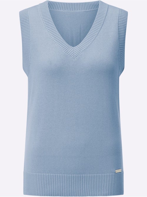 Débardeur en tricot à col V avec finitions côtelées - Taille standard - Witt - Kiabi Débardeur en tricot à col V avec finitions côtelées - Taille standard - Witt - Kiabi