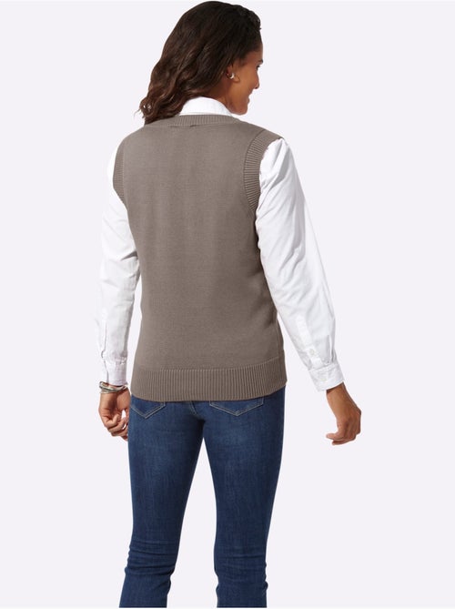 Débardeur en tricot à col V avec finitions côtelées - Taille standard - Witt - Kiabi