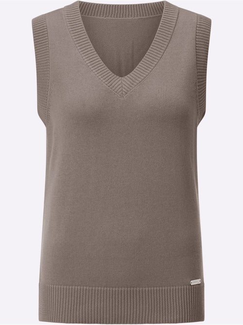 Débardeur en tricot à col V avec finitions côtelées - Taille standard - Witt - Kiabi