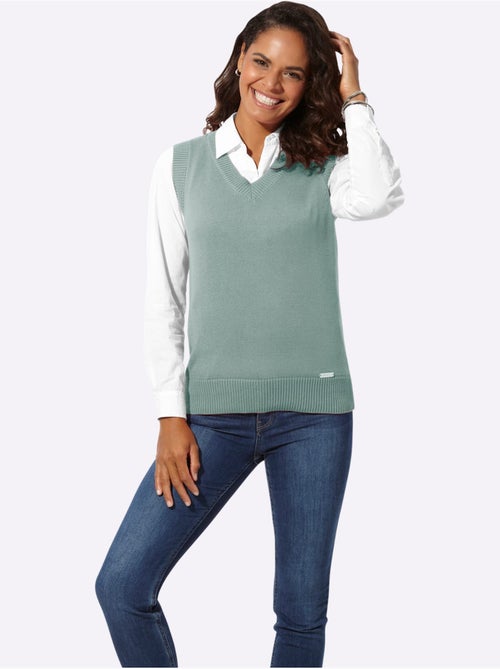 Débardeur en tricot à col V et finitions côtelées - Taille standard - Witt - Kiabi Débardeur en tricot à col V et finitions côtelées - Taille standard - Witt - Kiabi