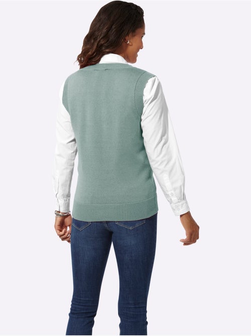 Débardeur en tricot à col V et finitions côtelées - Taille standard - Witt - Kiabi Débardeur en tricot à col V et finitions côtelées - Taille standard - Witt - Kiabi