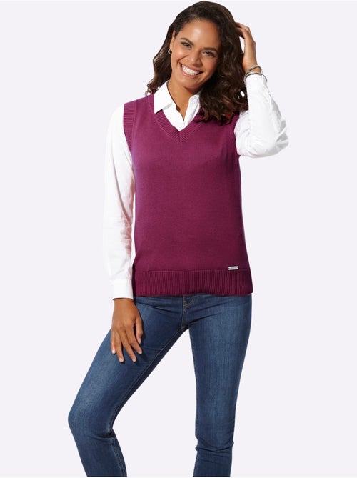 Débardeur en tricot avec col V et emmanchures côtelées - Taille standard - Witt - Kiabi Débardeur en tricot avec col V et emmanchures côtelées - Taille standard - Witt - Kiabi