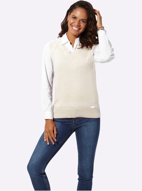 Débardeur en tricot avec col V et finitions côtelées - Taille standard - Witt - Kiabi Débardeur en tricot avec col V et finitions côtelées - Taille standard - Witt - Kiabi