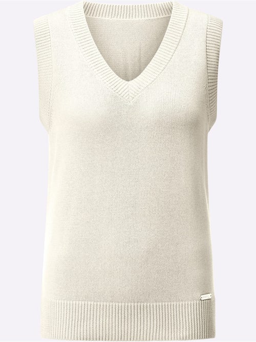 Débardeur en tricot avec col V et finitions côtelées - Taille standard - Witt - Kiabi Débardeur en tricot avec col V et finitions côtelées - Taille standard - Witt - Kiabi