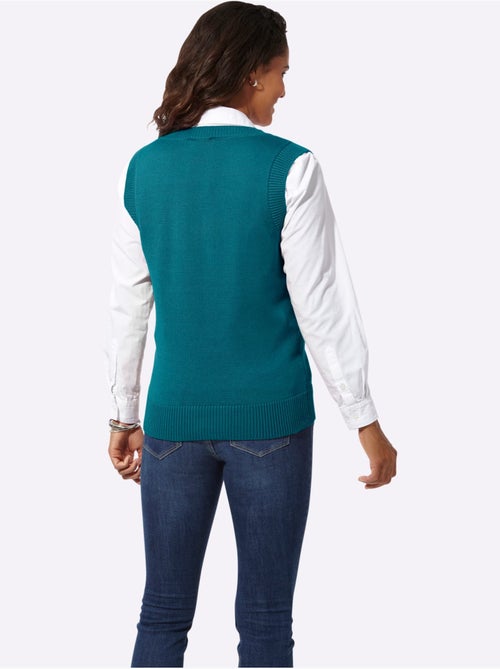 Débardeur en tricot avec col V et finitions côtelées - Taille standard - Witt - Kiabi Débardeur en tricot avec col V et finitions côtelées - Taille standard - Witt - Kiabi
