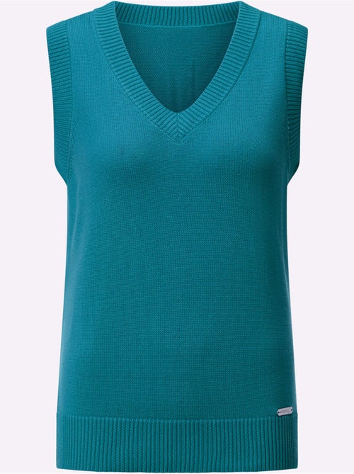 Débardeur en tricot avec col V et finitions côtelées - Taille standard - Witt - Kiabi Débardeur en tricot avec col V et finitions côtelées - Taille standard - Witt - Kiabi