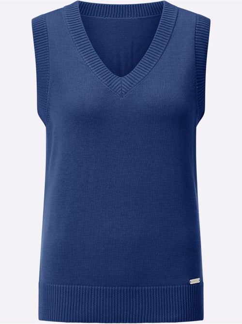 Débardeur en tricot avec col V et finitions côtelées - Taille standard - Witt - Kiabi Débardeur en tricot avec col V et finitions côtelées - Taille standard - Witt - Kiabi