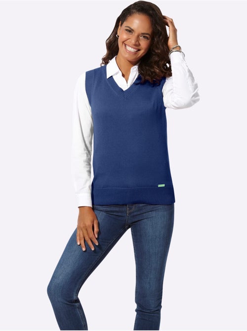 Débardeur en tricot avec col V et finitions côtelées - Taille standard - Witt - Kiabi Débardeur en tricot avec col V et finitions côtelées - Taille standard - Witt - Kiabi