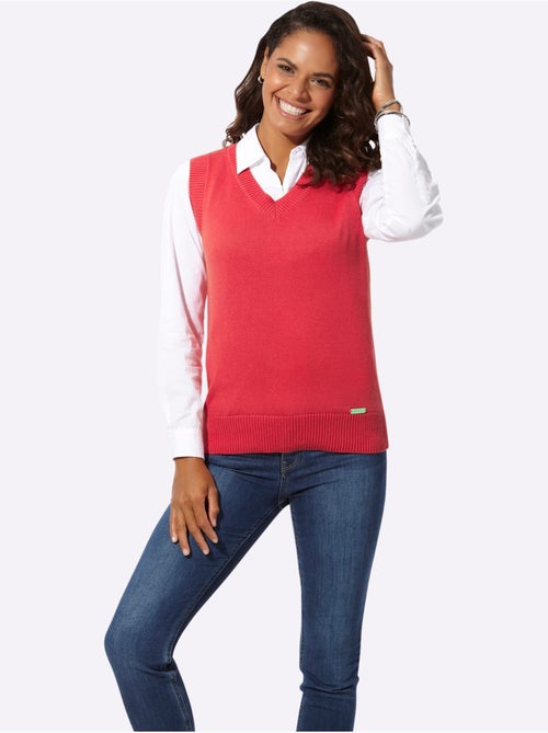 Débardeur en tricot avec col V et finitions côtelées - Taille standard - Witt - Kiabi Débardeur en tricot avec col V et finitions côtelées - Taille standard - Witt - Kiabi