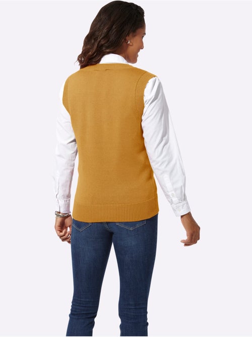 Débardeur en tricot avec col V et finitions côtelées - Taille standard - Witt - Kiabi