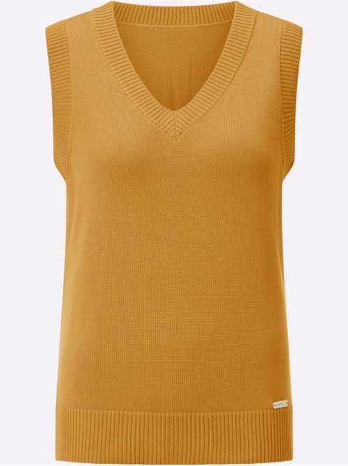 Débardeur en tricot avec col V et finitions côtelées - Taille standard - Witt - Kiabi