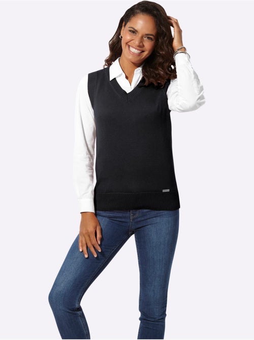 Débardeur en tricot avec col V et finitions côtelées - Taille standard - Witt - Kiabi Débardeur en tricot avec col V et finitions côtelées - Taille standard - Witt - Kiabi