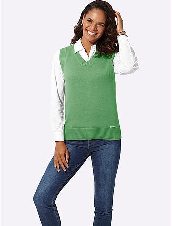 Débardeur en tricot avec col V et finitions côtelées - Taille standard - Witt