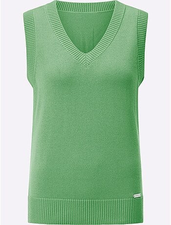 Débardeur en tricot avec col V et finitions côtelées - Taille standard - Witt