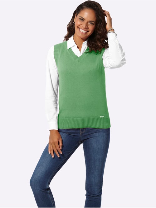Débardeur en tricot avec col V et finitions côtelées - Taille standard - Witt - Kiabi Débardeur en tricot avec col V et finitions côtelées - Taille standard - Witt - Kiabi
