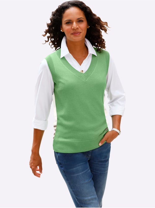 Débardeur en tricot avec col V et finitions côtelées - Taille standard - Witt - Kiabi Débardeur en tricot avec col V et finitions côtelées - Taille standard - Witt - Kiabi