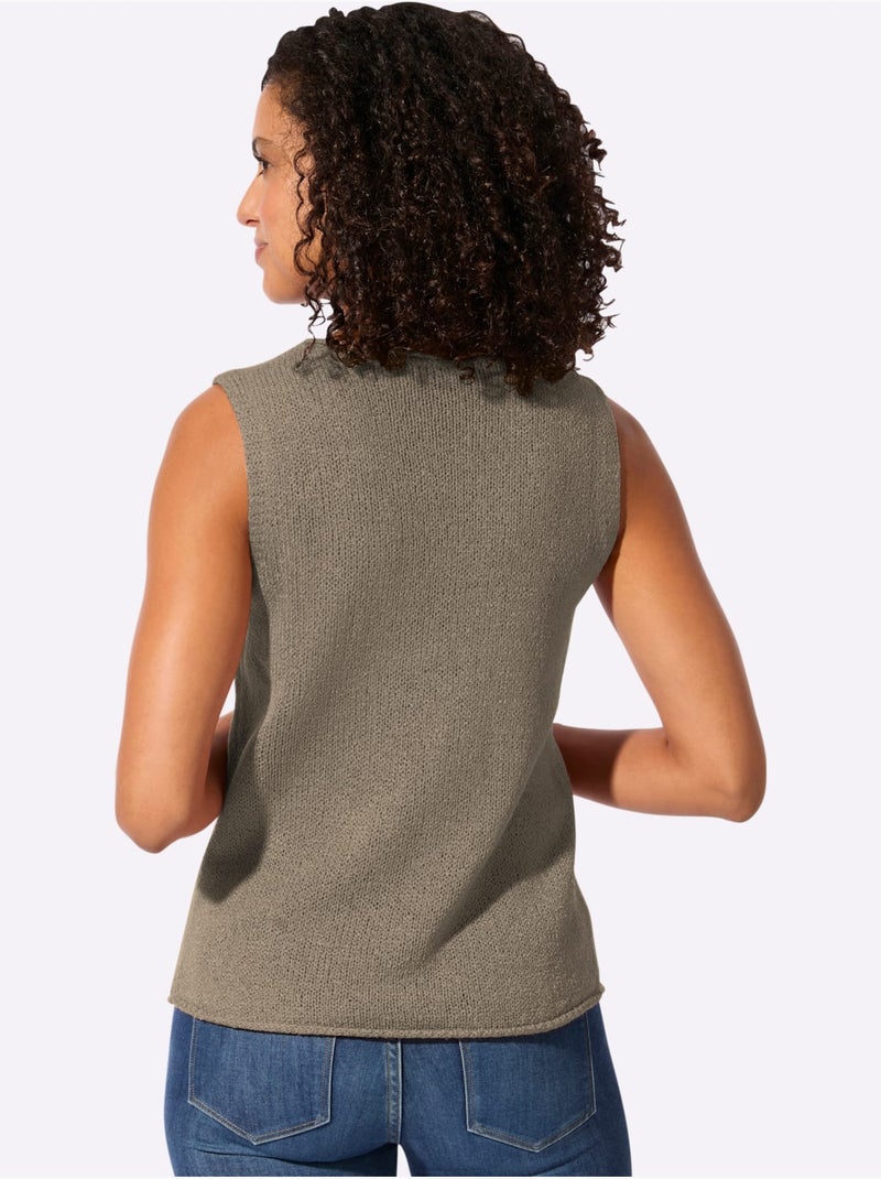 Débardeur En Tricot Bords Roulés - Taille Standard - Witt Beige - Kiabi