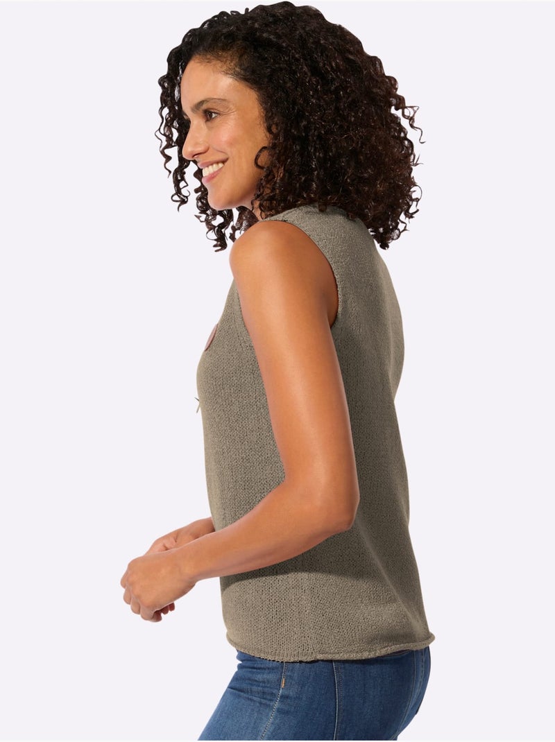 Débardeur En Tricot Bords Roulés - Taille Standard - Witt Beige - Kiabi