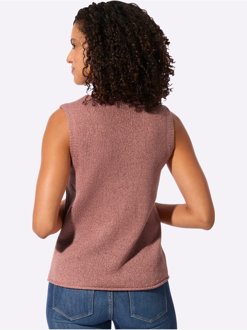 Débardeur En Tricot Bords Roulés - Taille Standard - Witt Bois de rose - Kiabi