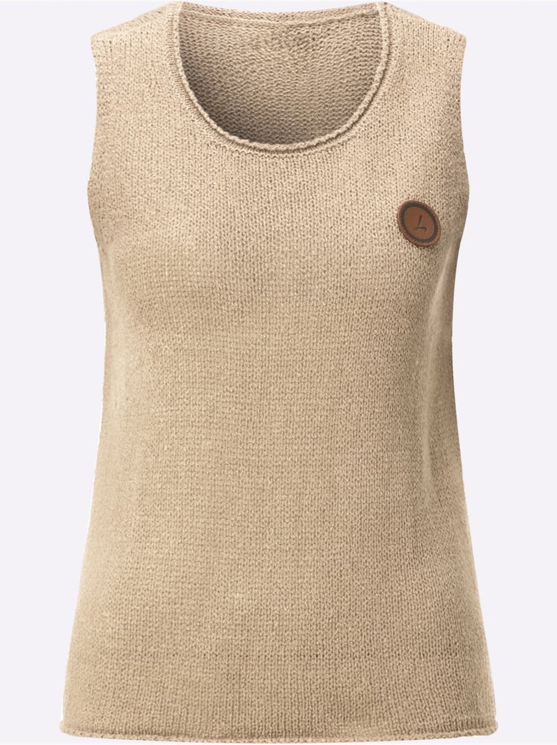 Débardeur En Tricot Bords Roulés - Taille Standard - Witt Sable - Kiabi