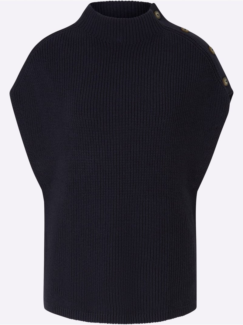 Débardeur En Tricot Col Montant - Taille Standard - Helline Bleu marine - Kiabi