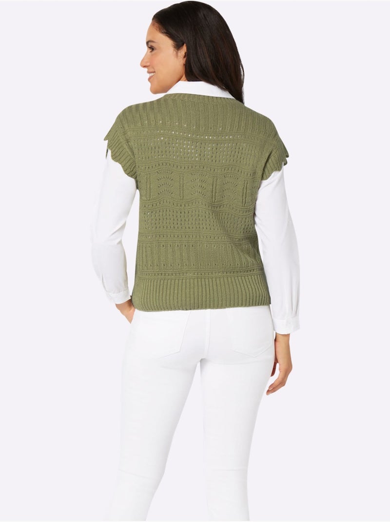 Débardeur En Tricot Doux Et Chaud - Taille Standard - Witt Bleu Vert Gris - Kiabi
