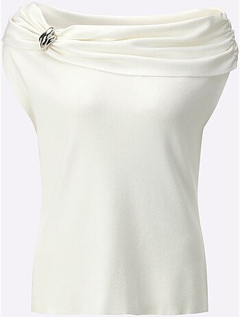 Débardeur En Tricot Encolure Carmen Féminine - Taille Standard - Helline