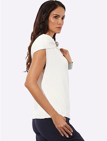 Débardeur En Tricot Encolure Carmen Féminine - Taille Standard - Helline