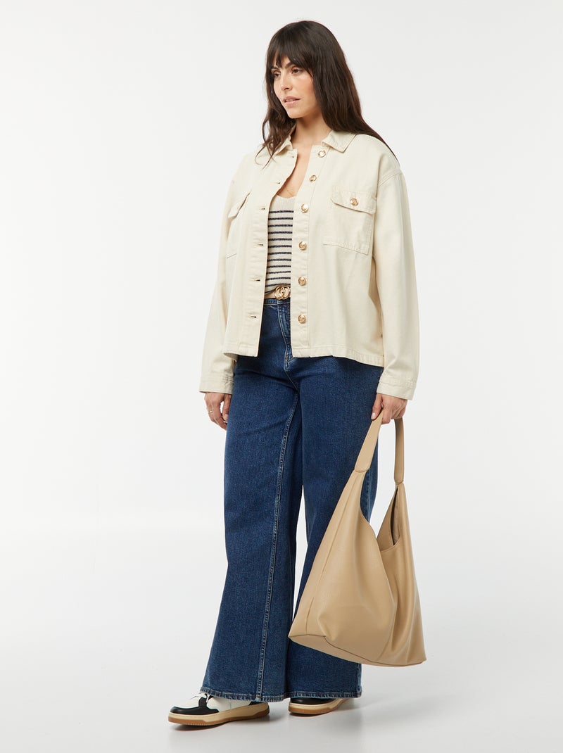 Débardeur en tricot pailleté avec motif rayé BEIGE - Kiabi