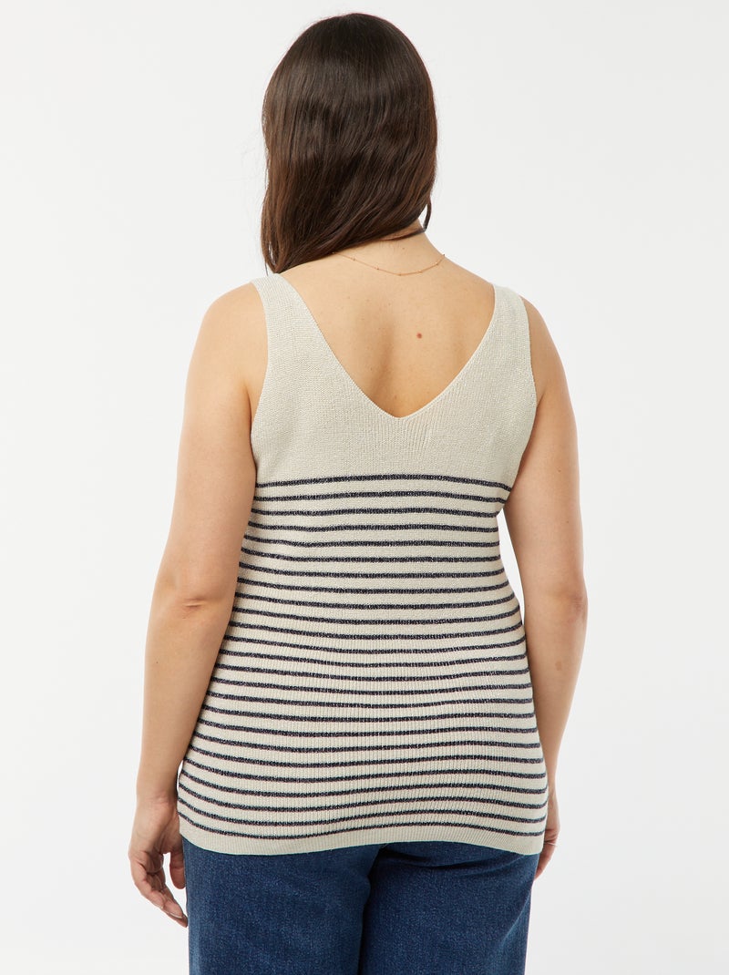 Débardeur en tricot pailleté avec motif rayé BEIGE - Kiabi