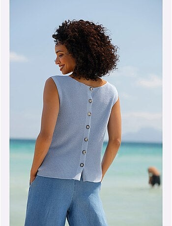 Débardeur en tricot patte de boutonnage au dos - taille standard - helline