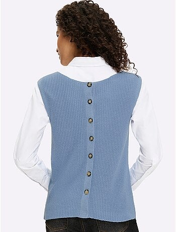 Débardeur en tricot patte de boutonnage au dos - taille standard - helline