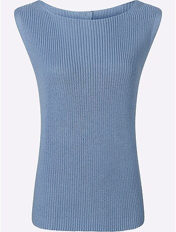 Débardeur en tricot patte de boutonnage au dos - taille standard - helline