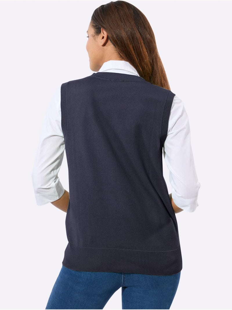 Débardeur En Tricot Pur Coton - Taille Standard - Witt Bleu marine - Kiabi