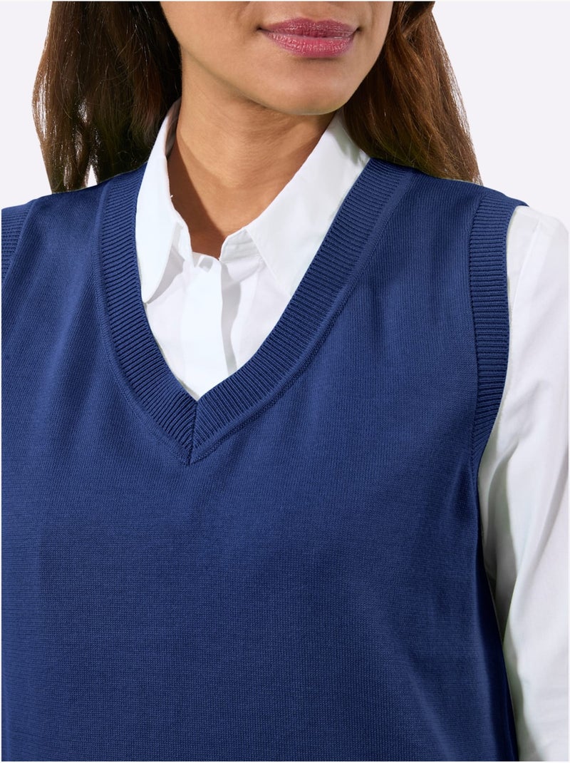Débardeur En Tricot Pur Coton - Taille Standard - Witt Bleu roi - Kiabi