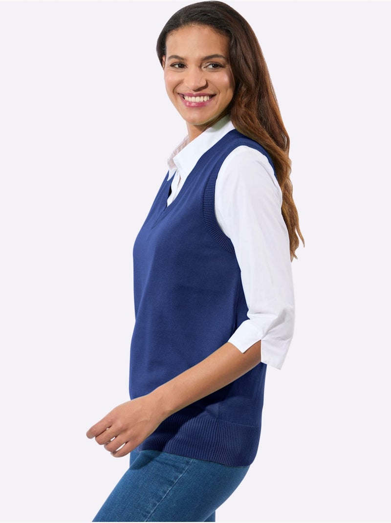 Débardeur En Tricot Pur Coton - Taille Standard - Witt Bleu roi - Kiabi