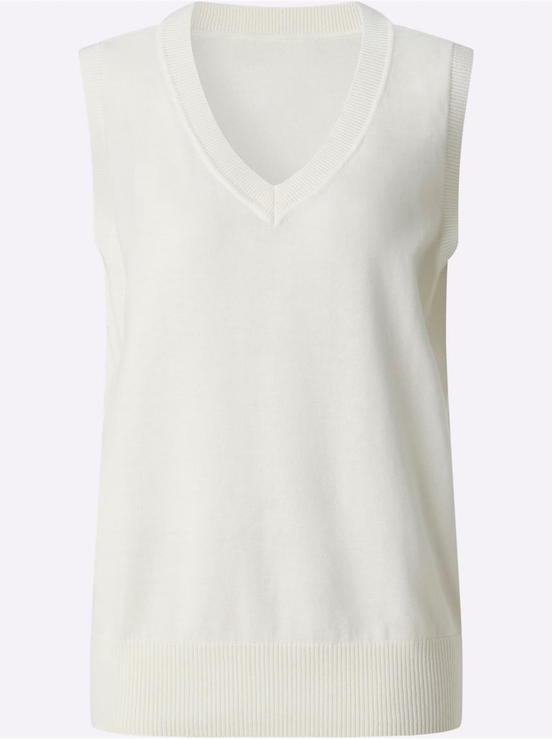 Débardeur En Tricot Pur Coton - Taille Standard - Witt Ecru - Kiabi