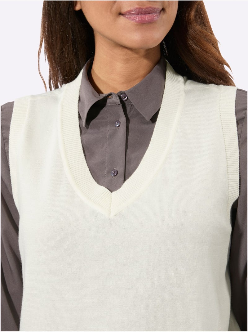 Débardeur En Tricot Pur Coton - Taille Standard - Witt Ecru - Kiabi