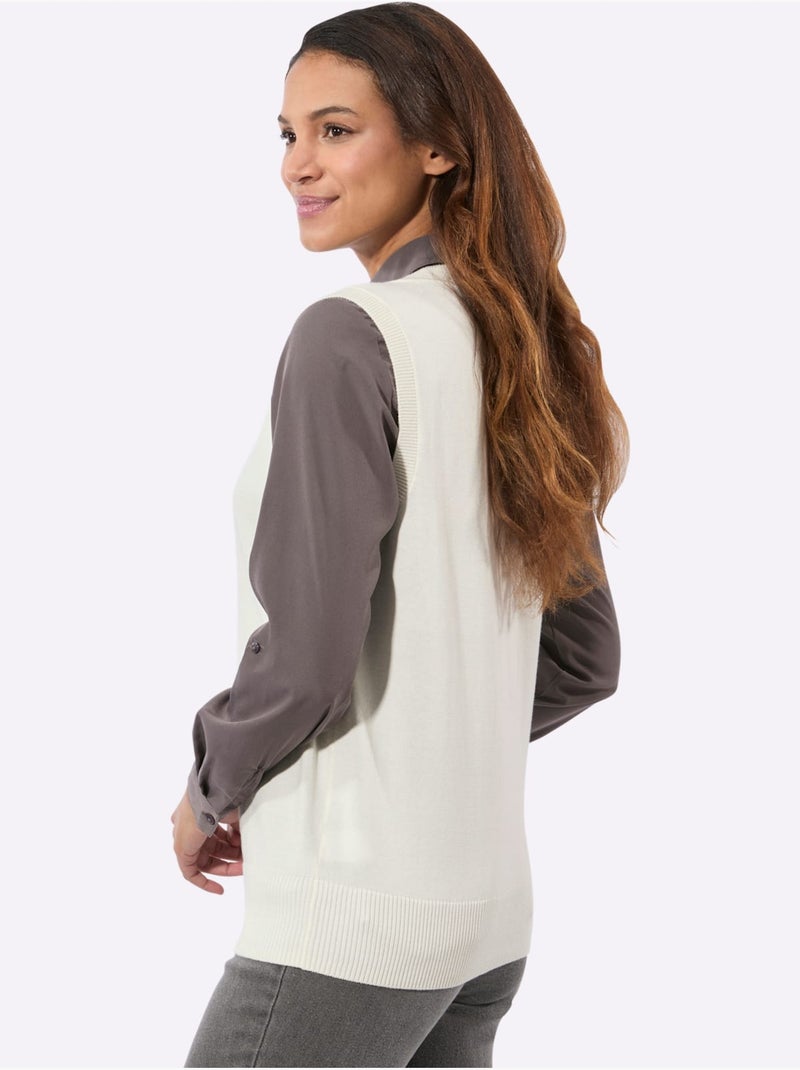 Débardeur En Tricot Pur Coton - Taille Standard - Witt Ecru - Kiabi
