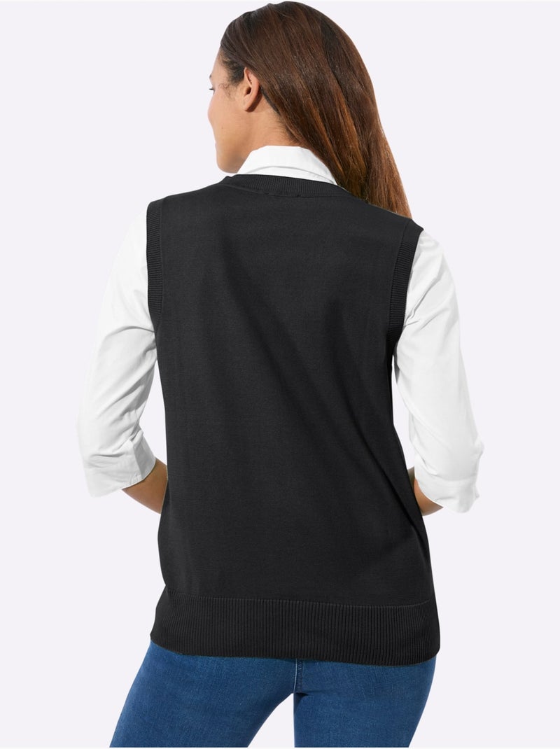 Débardeur En Tricot Pur Coton - Taille Standard - Witt Noir - Kiabi
