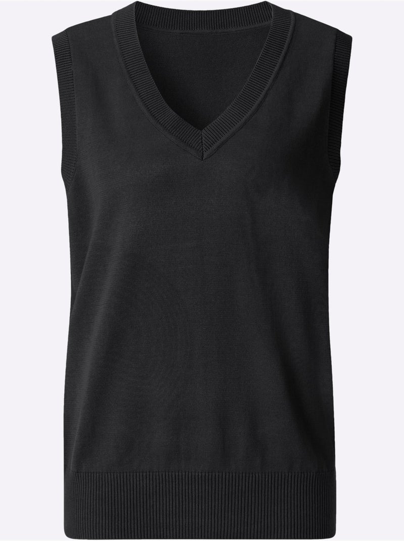 Débardeur En Tricot Pur Coton - Taille Standard - Witt Noir - Kiabi