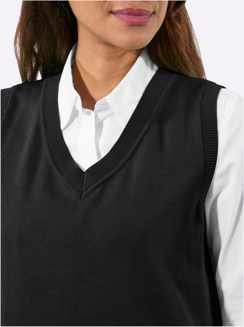 Débardeur En Tricot Pur Coton - Taille Standard - Witt Noir - Kiabi