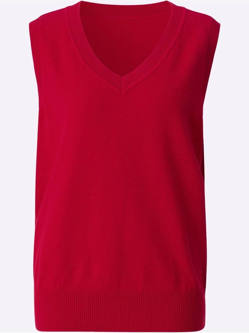 Débardeur En Tricot Pur Coton - Taille Standard - Witt Rouge - Kiabi