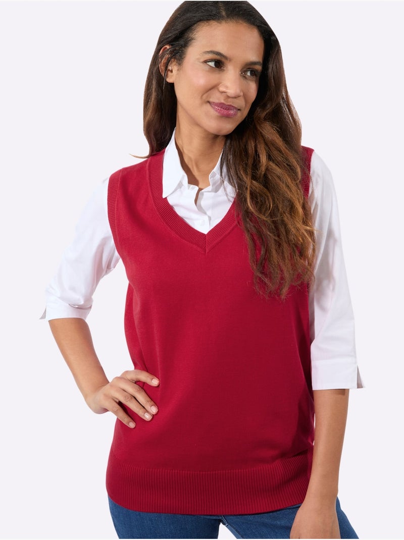 Débardeur En Tricot Pur Coton - Taille Standard - Witt Rouge - Kiabi