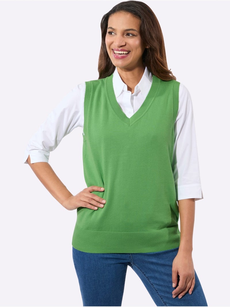 Débardeur En Tricot Pur Coton - Taille Standard - Witt Vert clair - Kiabi