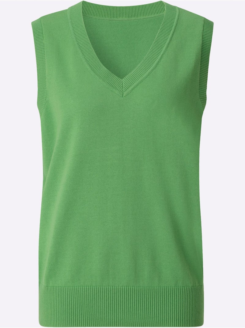 Débardeur En Tricot Pur Coton - Taille Standard - Witt Vert clair - Kiabi
