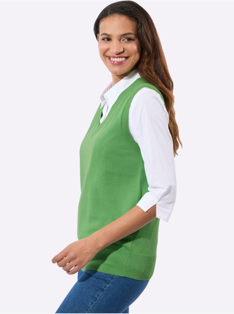 Débardeur En Tricot Pur Coton - Taille Standard - Witt Vert clair - Kiabi