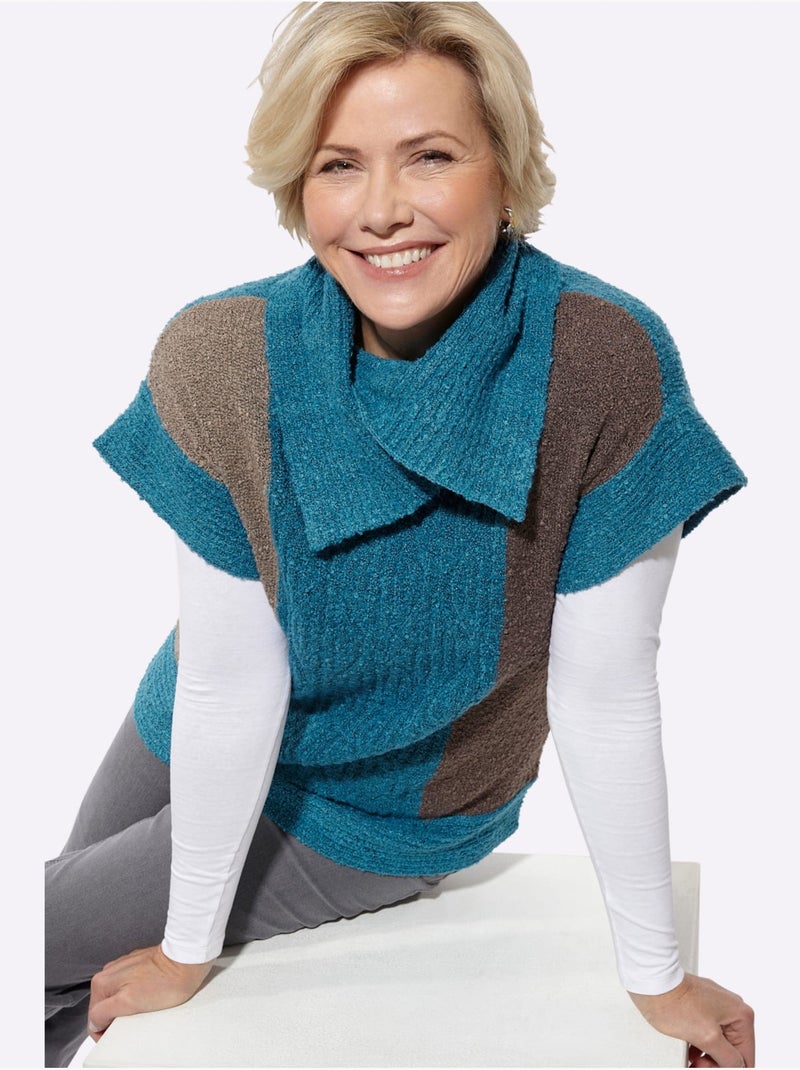 Débardeur En Tricot Qualité Bouclé Douce - Taille Standard - Witt Noir Bleu Gris - Kiabi