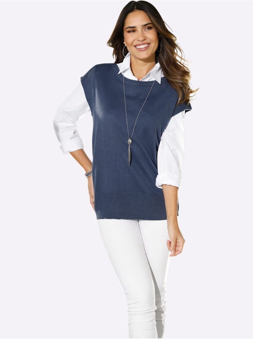 Débardeur en tricot sans manches à encolure en U avec ourlet côtelé - Taille standard - Moda Vilona - Kiabi